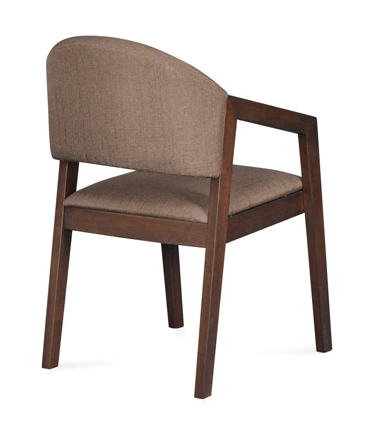 Solid Wood Arm Dining Chair in Brown