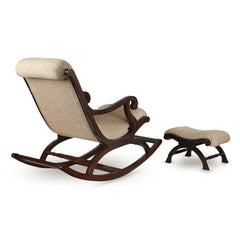 Teak Wood Rocking Chair with Foot Rest & Cushion