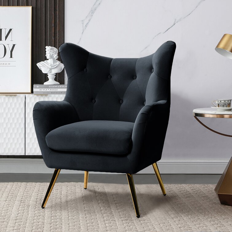 Dowdle Wide Tufted Velvet Wingback Chair