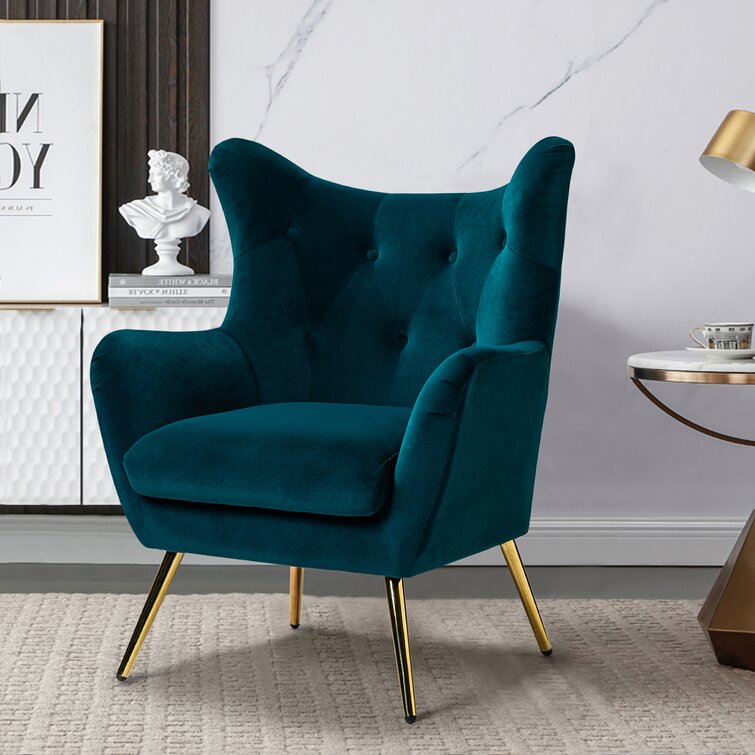 Dowdle Wide Tufted Velvet Wingback Chair