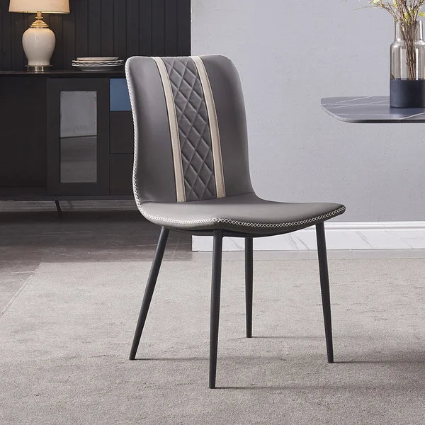 Gray Armless Faux Leather High Back Dining Chair