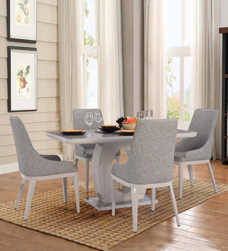 4 Seater Dining Set in Cream & Light Grey Colour