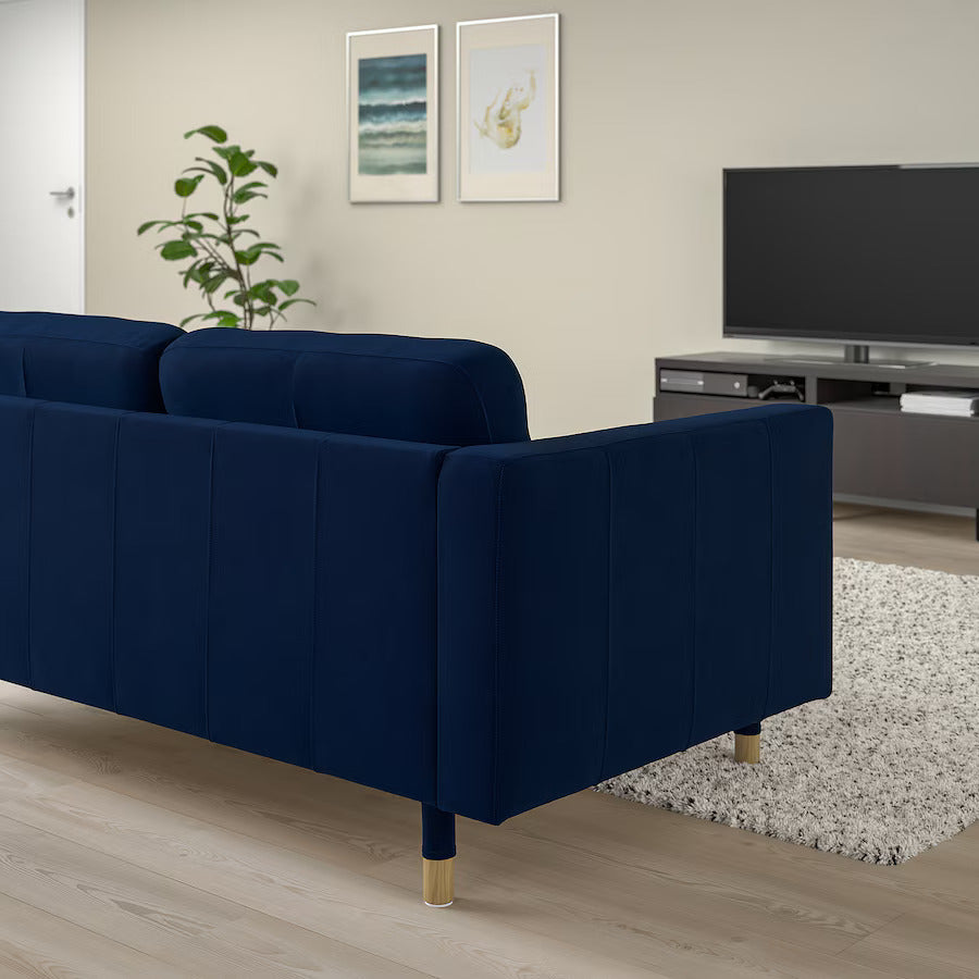 3 Seater Sofa - Dark Blue,Wood