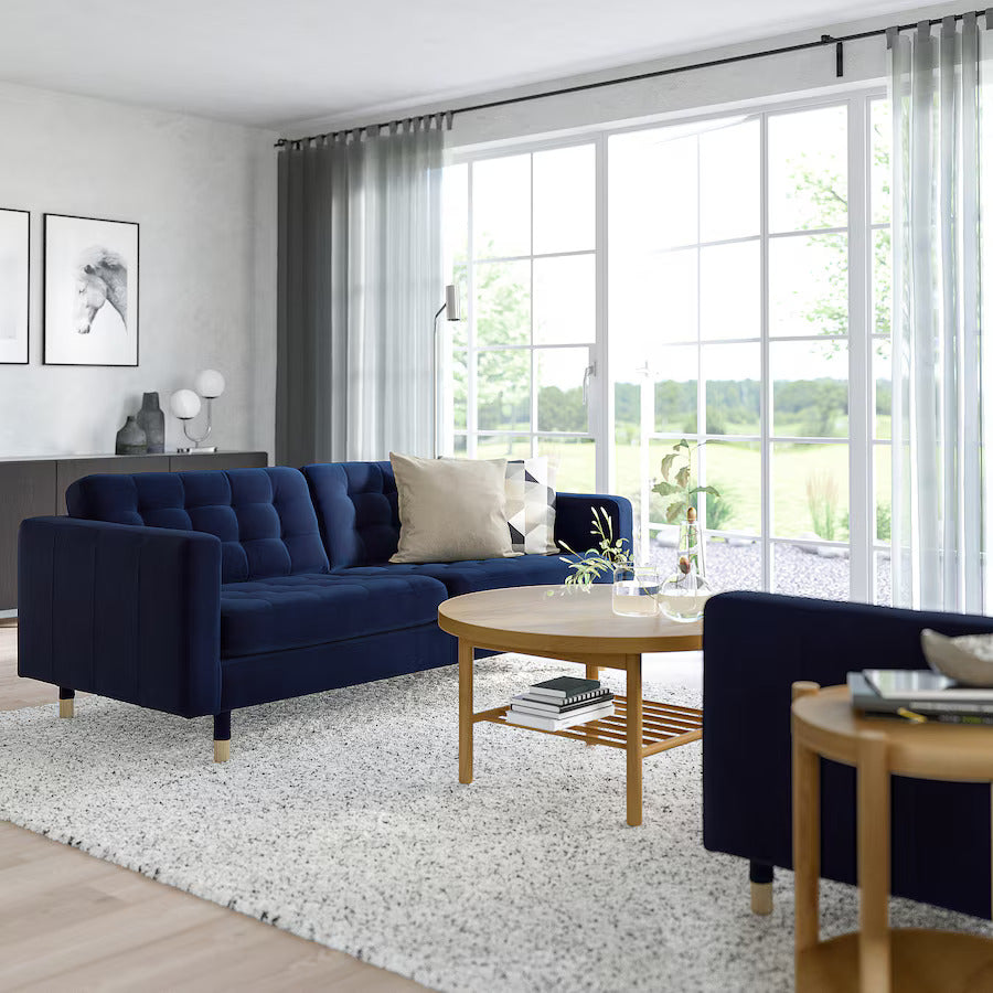 3 Seater Sofa - Dark Blue,Wood