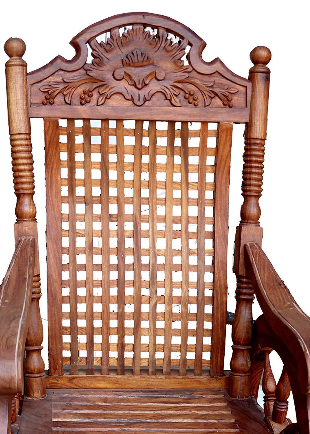 Hand-Carved Sheesham Wood Rocking Chair